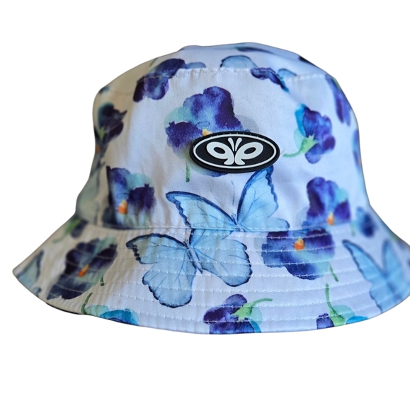 Zumiez Floral Butterfly Bucket Hat with Blue and Purple Flowers One Size - Picture 1 of 8